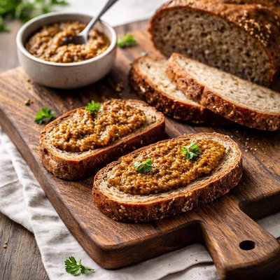 Whole grain bread with mustard