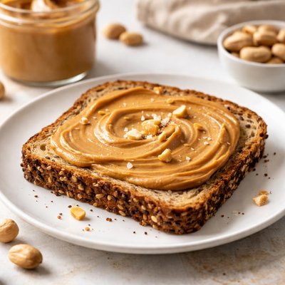 Whole grain bread with peanut butter