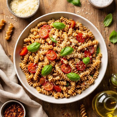 Whole grain fusilli pasta
