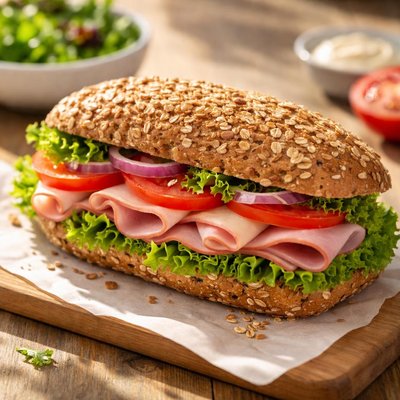Whole grain ham sandwich