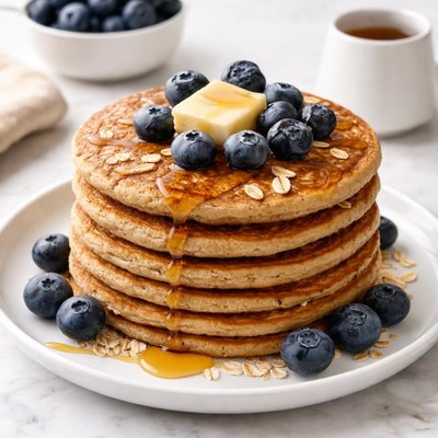 Whole grain pancake with blue berries