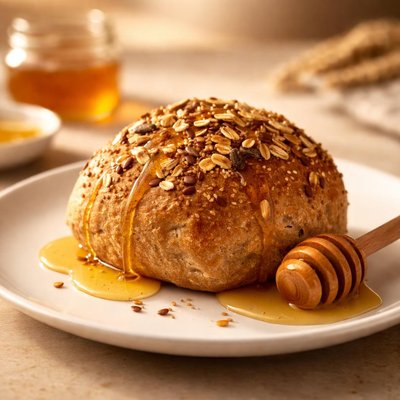 Whole grain roll with honey