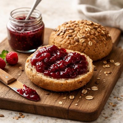 Whole grain roll with jam