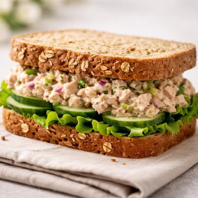 Whole grain sandwich tuna salad cucumber