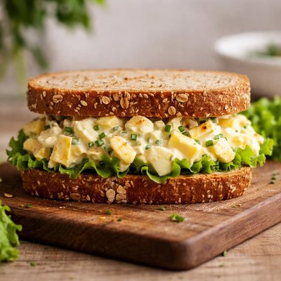 Whole grain sandwich with egg salad