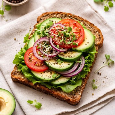 Whole grain sandwich with vegetables