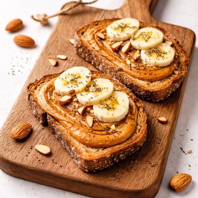 Whole grain toast with almond butter