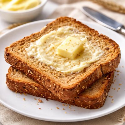 Whole grain toast with butter