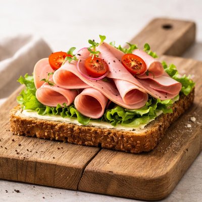 Whole grain toast with ham