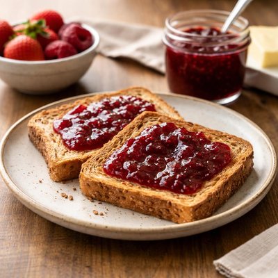 Whole grain toast with jam