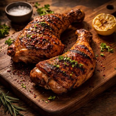 Whole grilled chicken leg