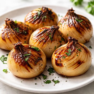 Whole grilled onions