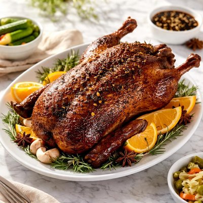 Whole herbal roast duck