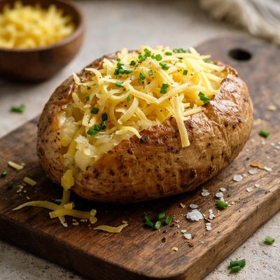 Whole jacket potato with grated cheese