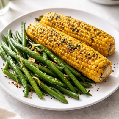 Whole kerbek corn and green beans
