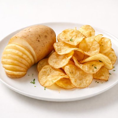 Whole medium  potato into chips