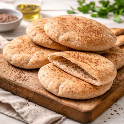 Whole wheat and flax pita bread