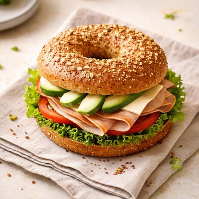 Whole wheat bagel sandwich