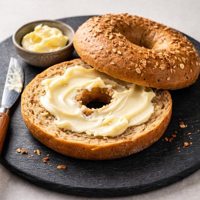 Whole wheat bagel with butter