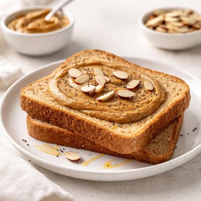 Whole wheat bread with almond butter