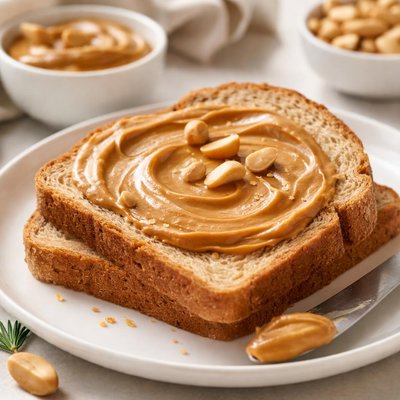 Whole wheat bread with peanut butter