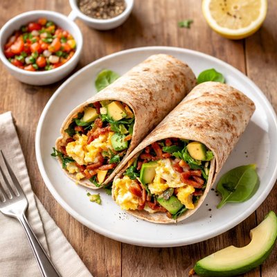 Whole wheat breakfast wrap