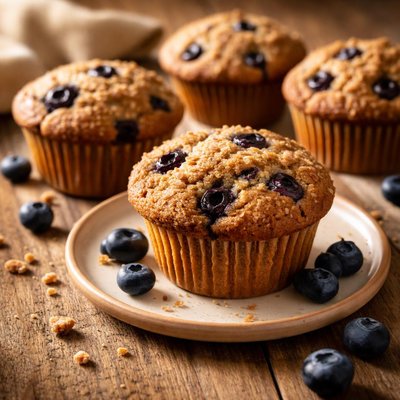 Whole wheat low sugar blueberry muffin