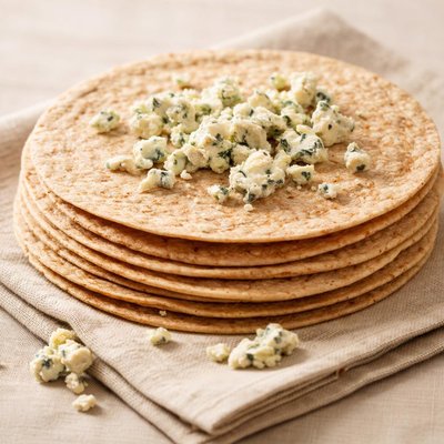 Whole wheat tortilla bread with blue cheese