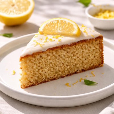 Wholefood lemon cake slice