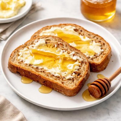 Wholeweat bread with butter and honey