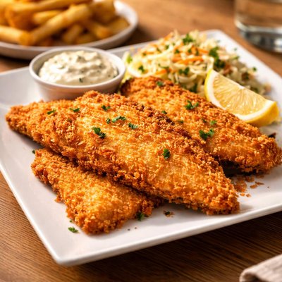 Wild-caught crunch-fried flounder