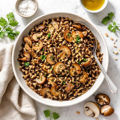 Wild rice and mushrooms