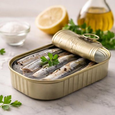 Wild sardines in spring water