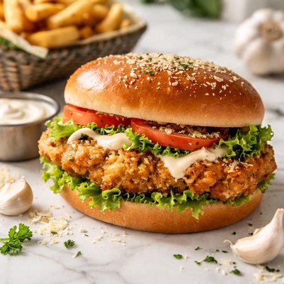 Wing stop parmesean garlic chicken sandwich