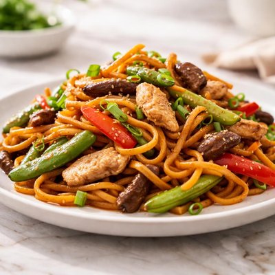 Wok-fried pin noodles