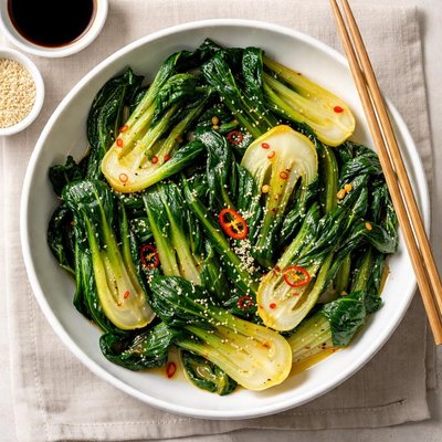 Wok-stir fried bok-choi