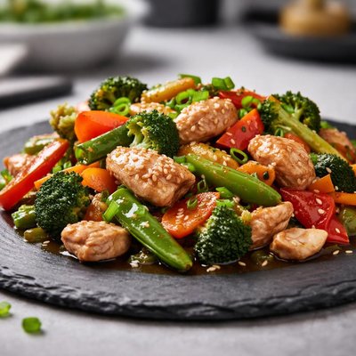Wok chicken with vegetables