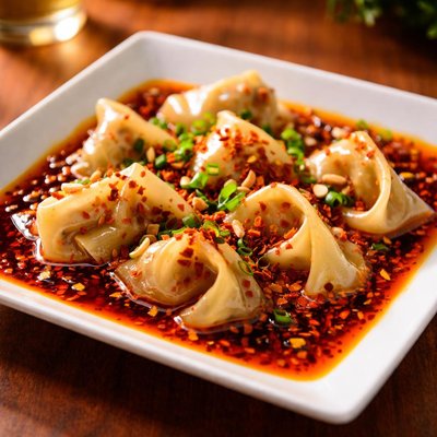 Won ton in hot chili oil
