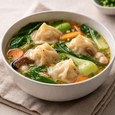 Wonton soup with vegetables