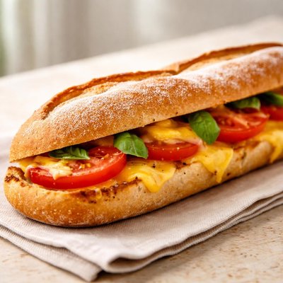 Woolworths cheese and tomato baguette