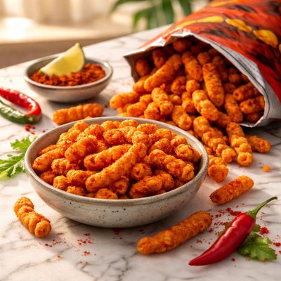 Wotsit crunch y hot and spicy