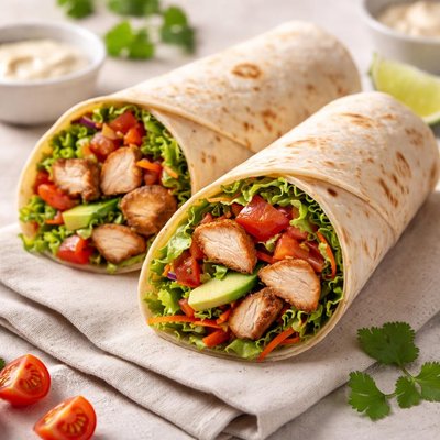 Wrap with chicken and vegetables