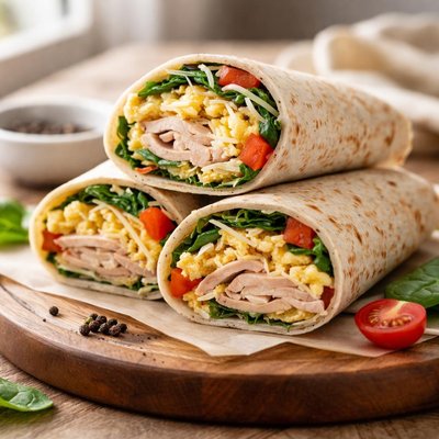 Wrap with egg and turkey