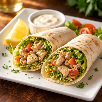 Wrap with lettuce and chicken salad