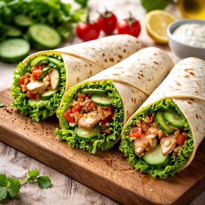 Wraps with lettuce and cucumber