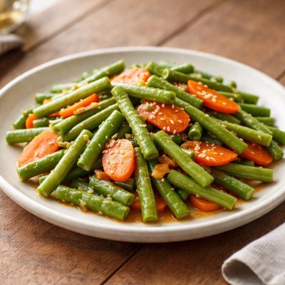 Yardlong bean fried with carrot