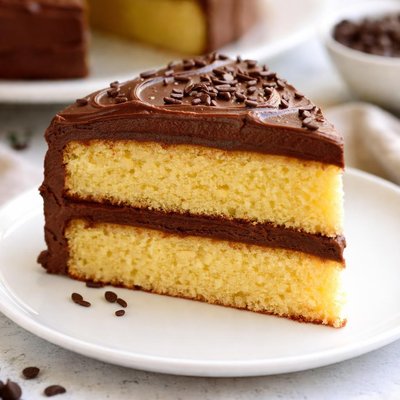 Yellow cake with chocolate frosting