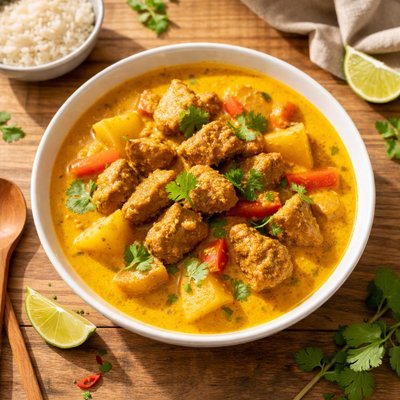 Yellow curry with meat