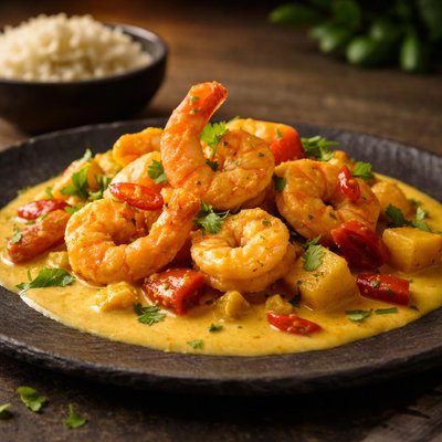Yellow curry with shrimp