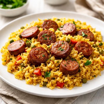 Yellow rice with sausage